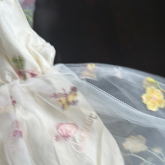 Floral Embroidered Dress - Cream and Multicolor - Picture 3 of 7